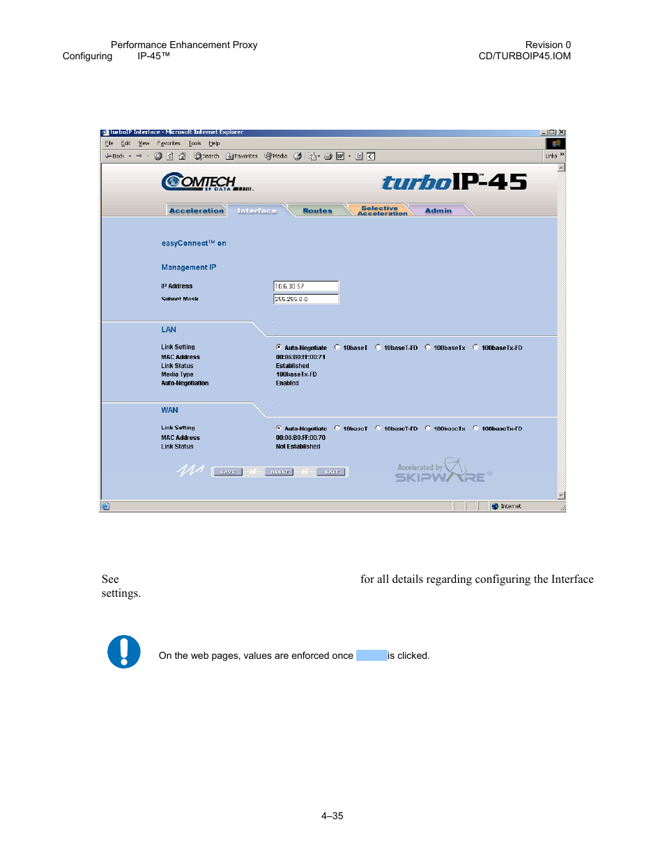 21 web – interface page | Comtech EF Data turboIP-45 User Manual | Page 59 / 108