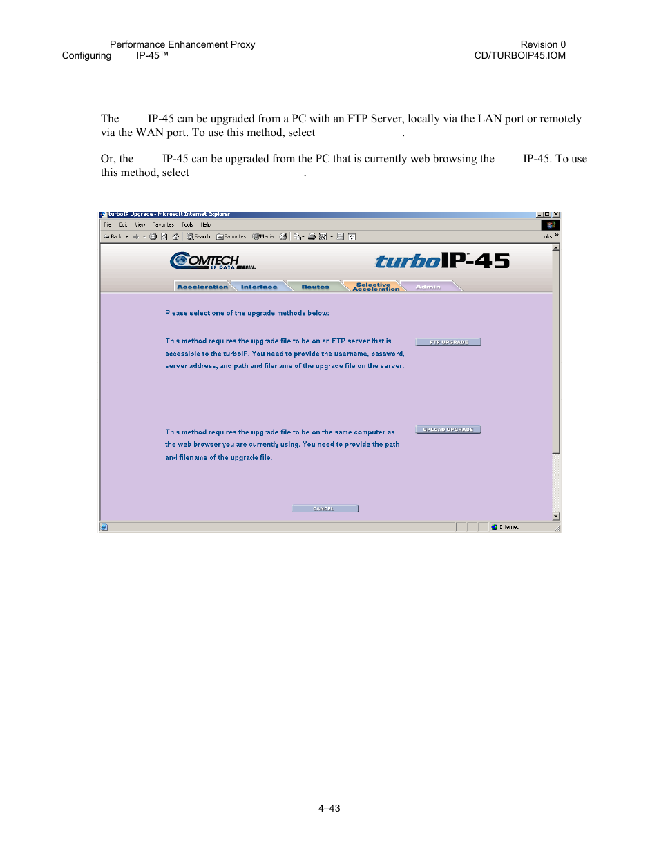 2 web - upgrade turboip-45 | Comtech EF Data turboIP-45 User Manual | Page 67 / 108