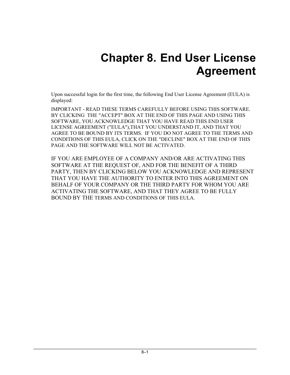 Eula, Chapter 8. end user license agreement | Comtech EF Data turboIP v4.0 User Manual | Page 107 / 114