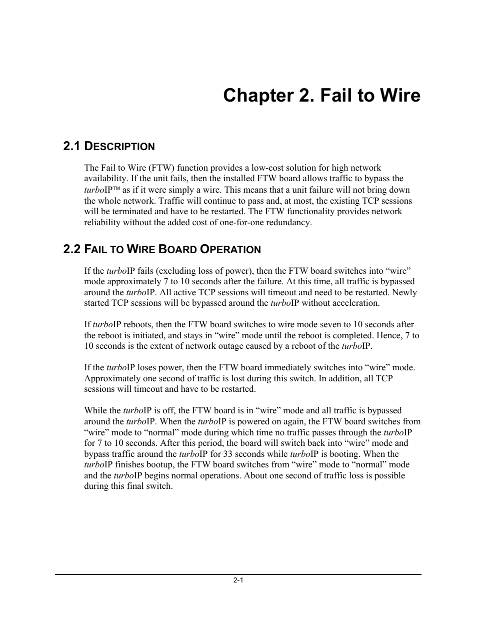 Fail to wire, Chapter 2. fail to wire | Comtech EF Data turboIP v4.0 User Manual | Page 21 / 114