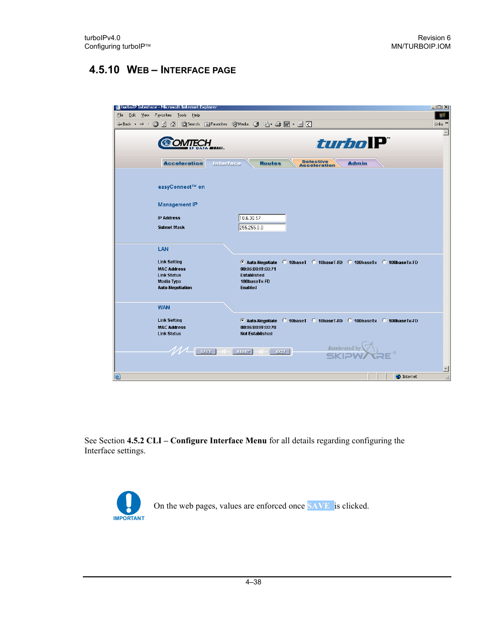 10 w | Comtech EF Data turboIP v4.0 User Manual | Page 66 / 114