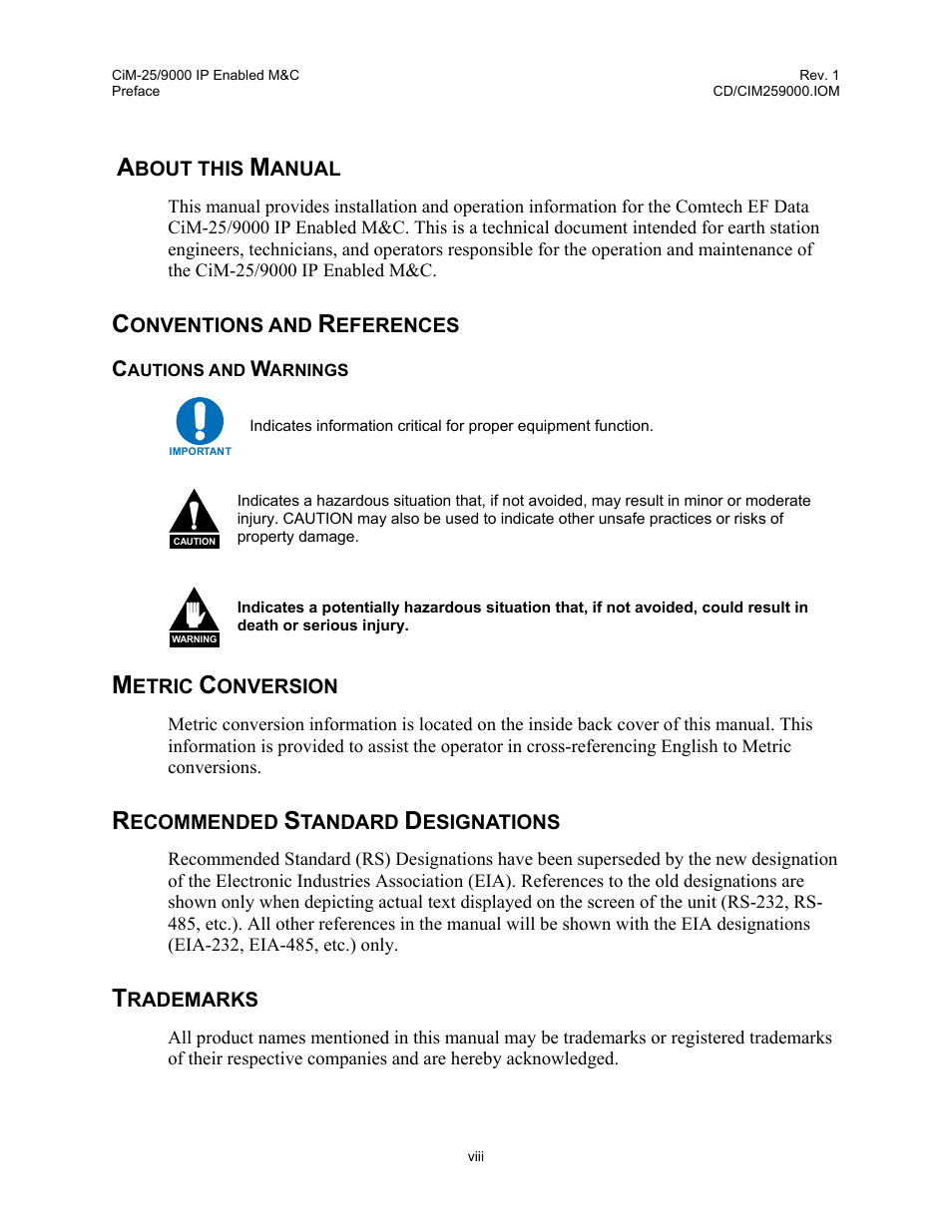 Comtech EF Data CiM-25/9000 User Manual | Page 14 / 134