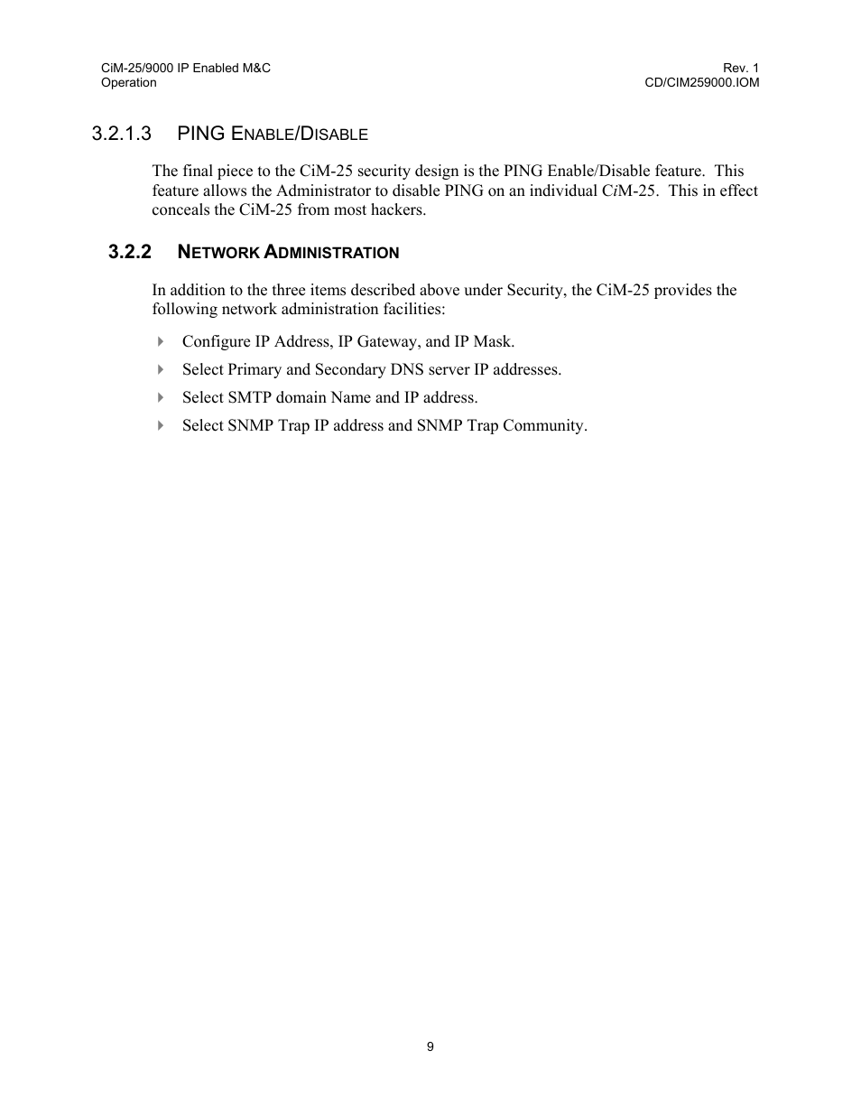 Network administration, 2 network, Administration | Comtech EF Data CiM-25/9000 User Manual | Page 27 / 134