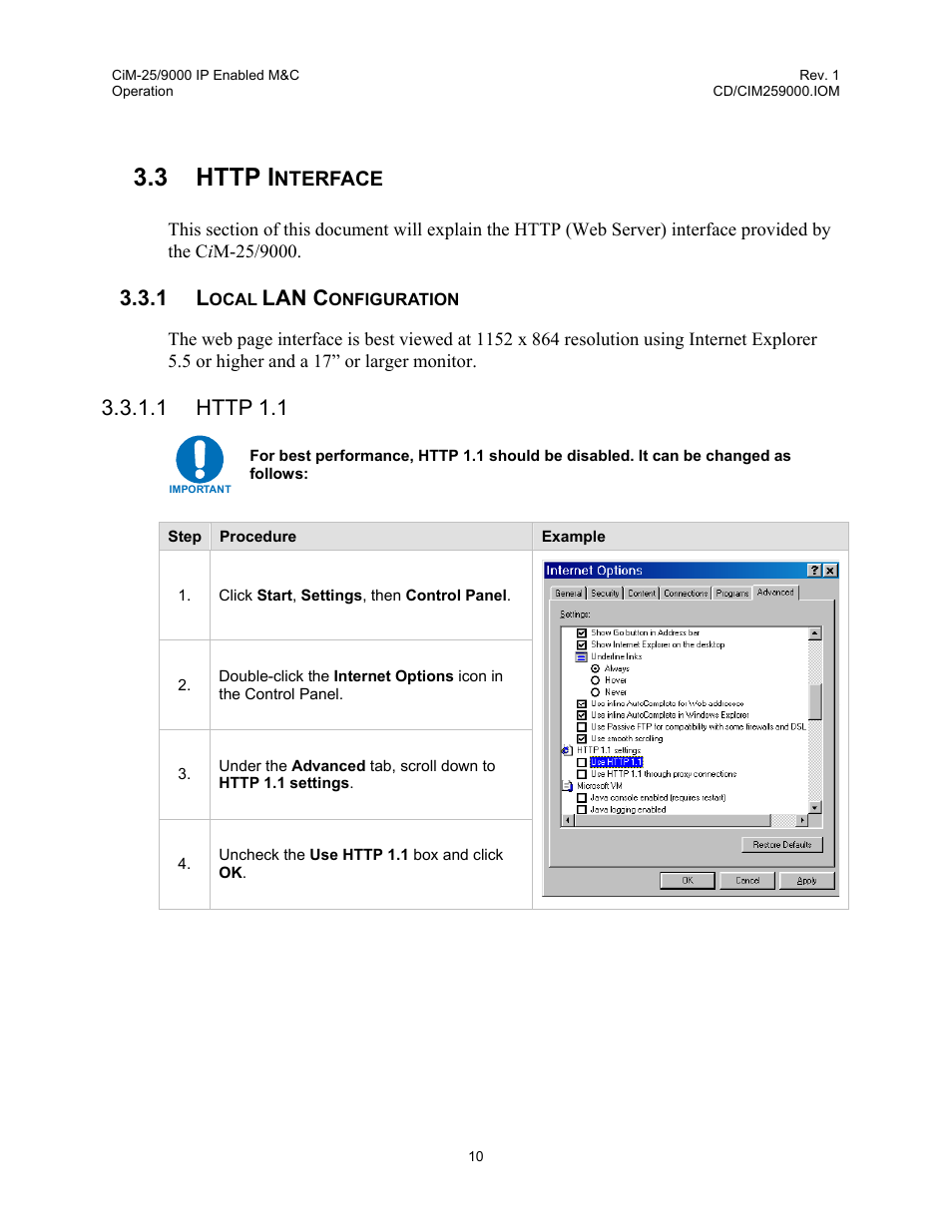 Http interface, Local lan configuration, Lan c | Comtech EF Data CiM-25/9000 User Manual | Page 28 / 134