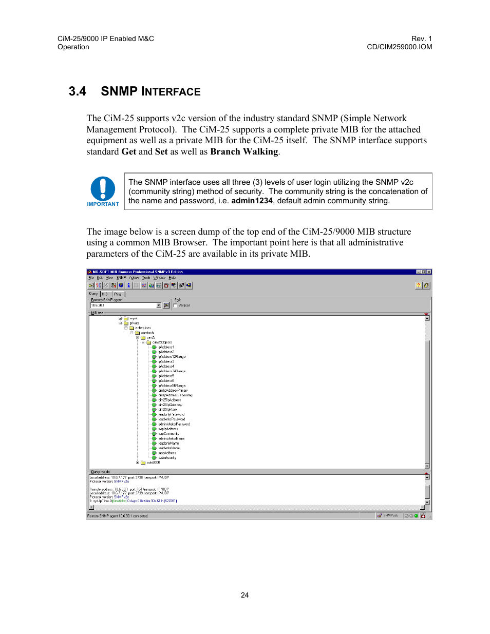 Snmp interface, 4 snmp i | Comtech EF Data CiM-25/9000 User Manual | Page 42 / 134