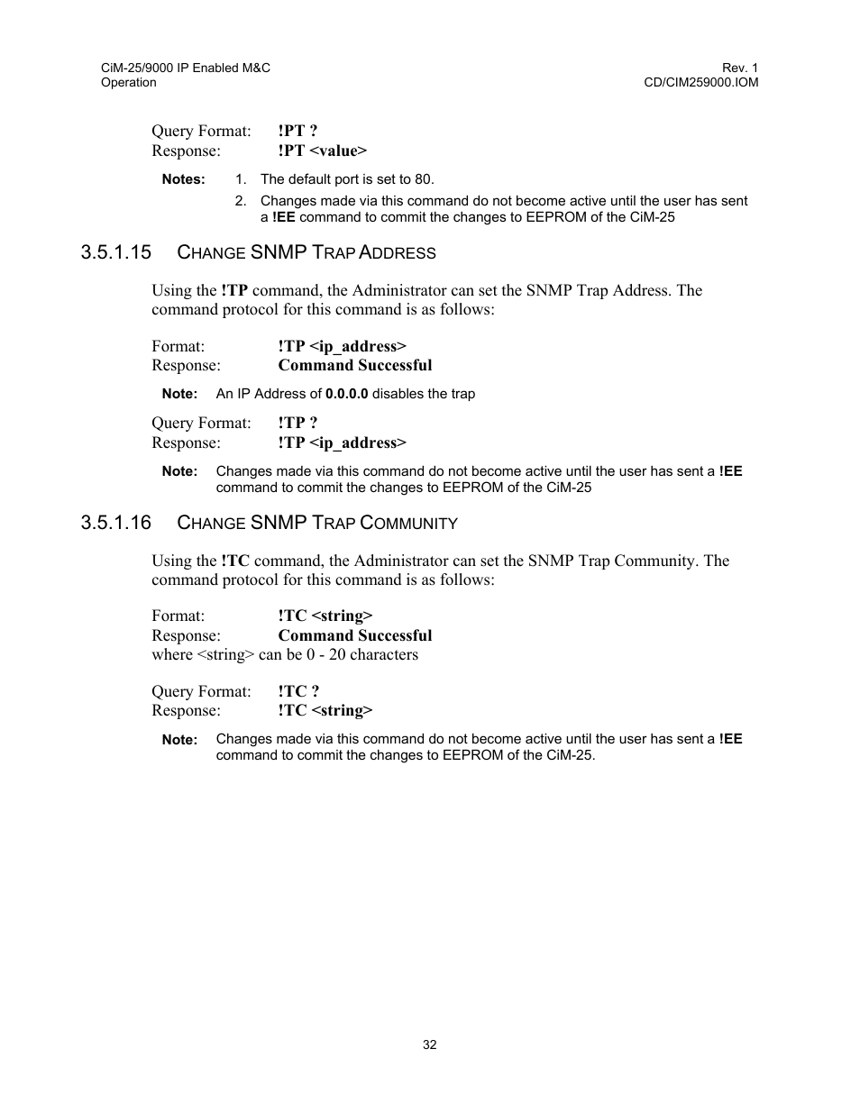 15 c, Snmp t, 16 c | Comtech EF Data CiM-25/9000 User Manual | Page 50 / 134