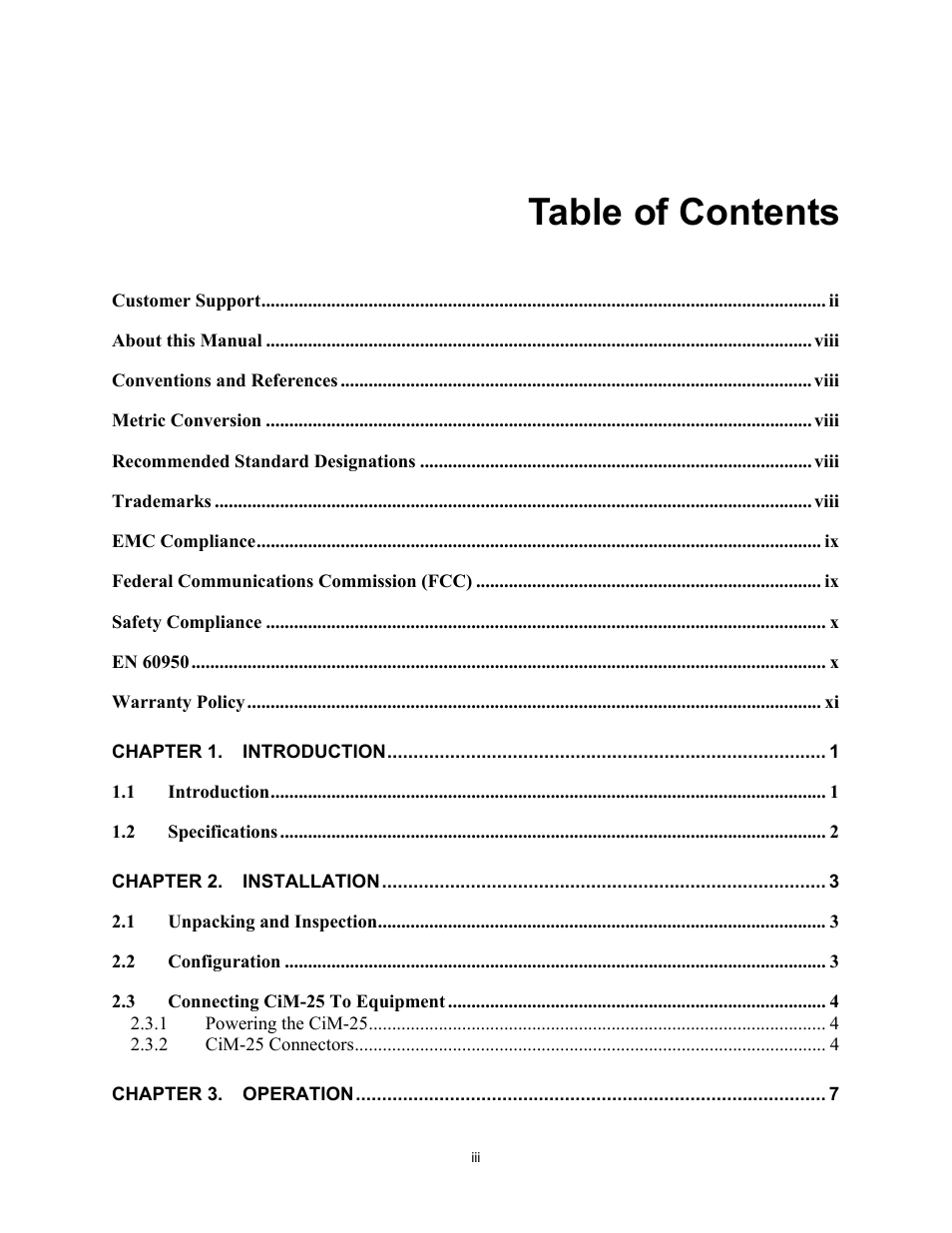 Comtech EF Data CiM-25/9000 User Manual | Page 9 / 134