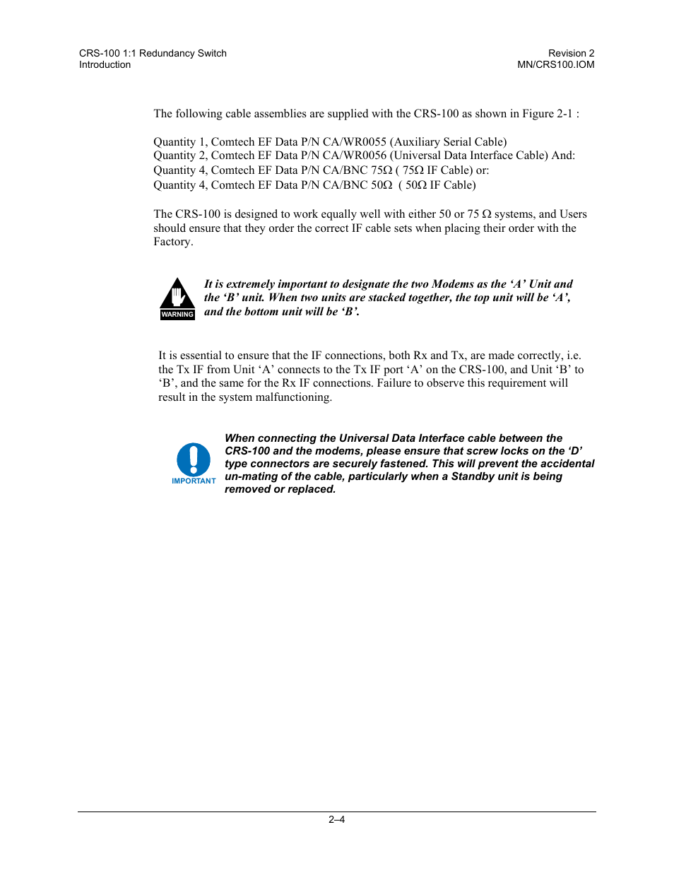 Comtech EF Data CRS-100 User Manual | Page 20 / 38