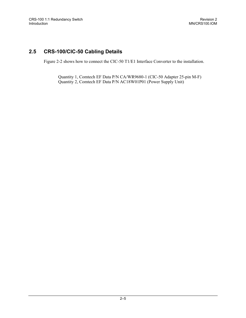 Crs-100/cic-50 cabling details | Comtech EF Data CRS-100 User Manual | Page 21 / 38