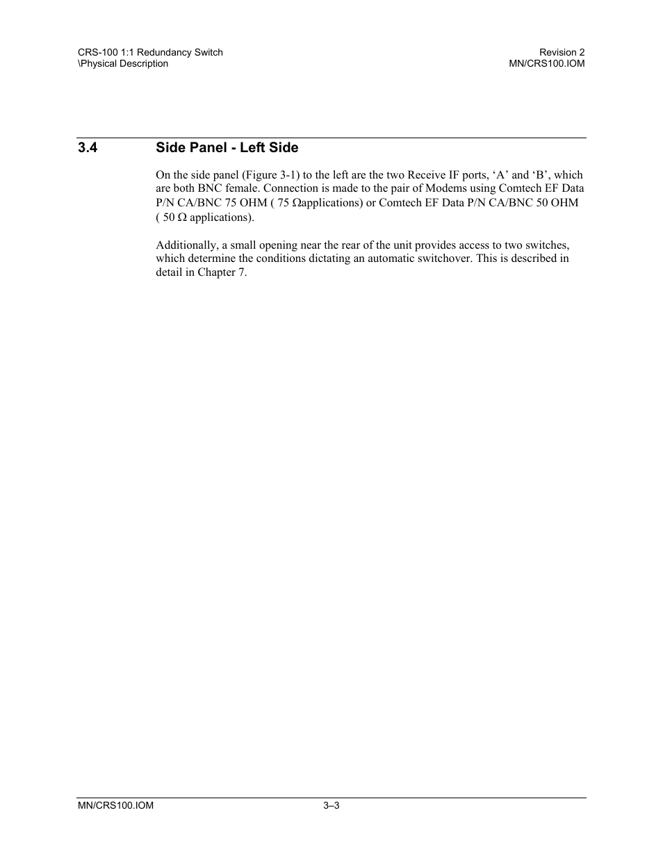 Side panel - left side, 4 side panel - left side | Comtech EF Data CRS-100 User Manual | Page 25 / 38