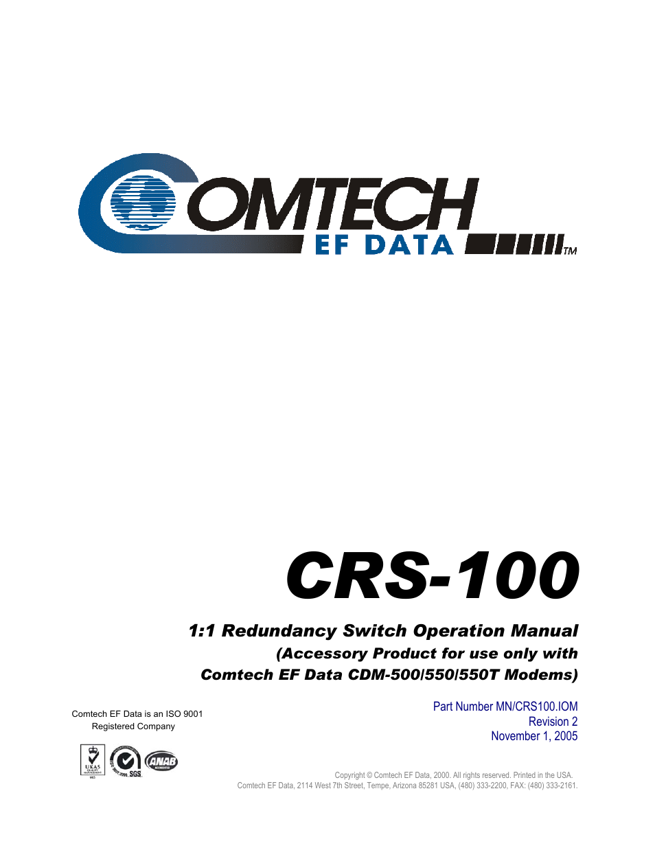 Crs-100 | Comtech EF Data CRS-100 User Manual | Page 6 / 38