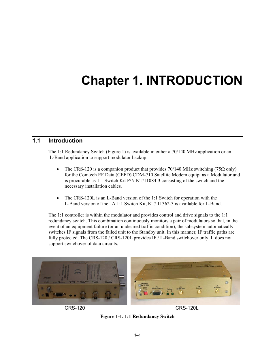 Introduction, Chapter 1. introduction | Comtech EF Data CRS-120 User Manual | Page 15 / 44