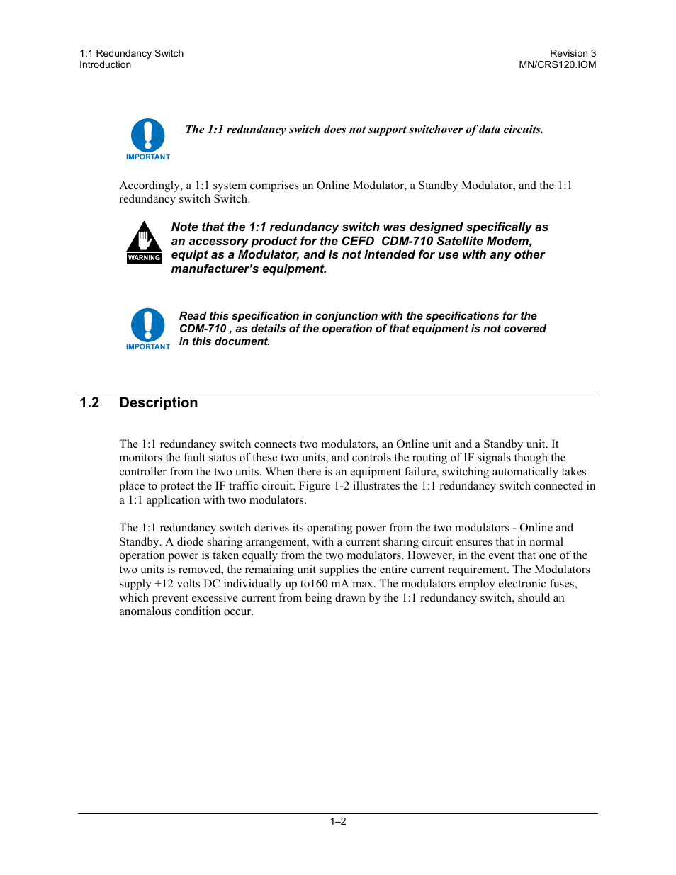 Description, 2 description | Comtech EF Data CRS-120 User Manual | Page 16 / 44