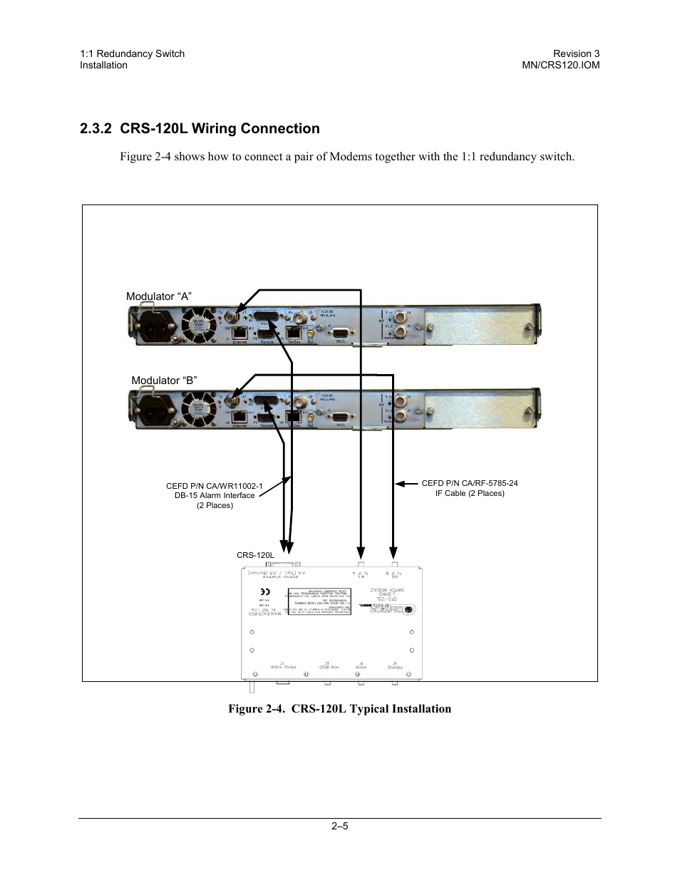 Crs-120l wiring connection, 2 crs-120l wiring connection | Comtech EF Data CRS-120 User Manual | Page 27 / 44