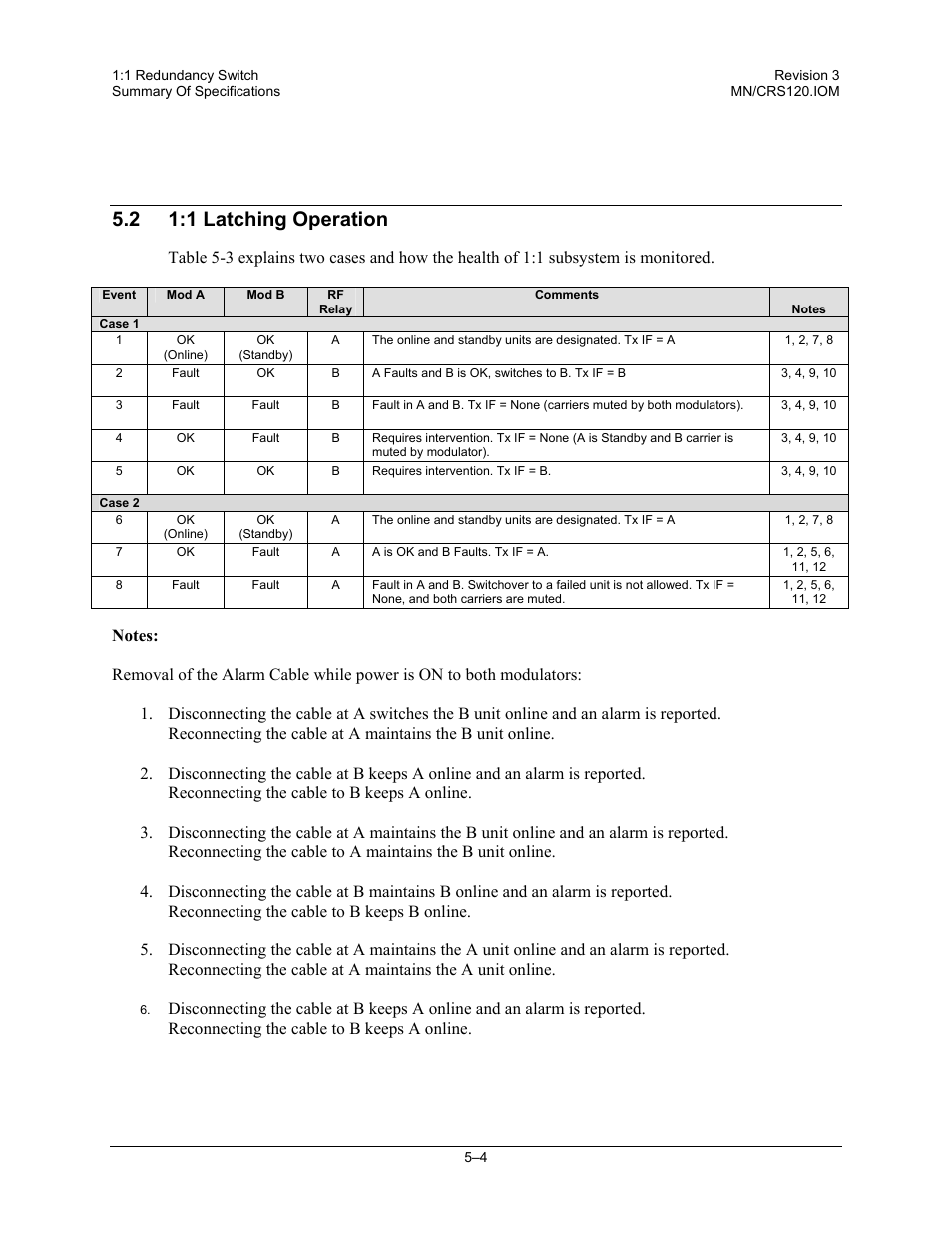 1 latching operation, 2 1:1 latching operation | Comtech EF Data CRS-120 User Manual | Page 40 / 44