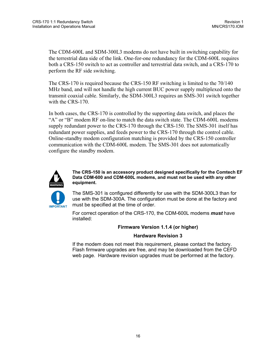 Comtech EF Data CRS-170 User Manual | Page 14 / 34