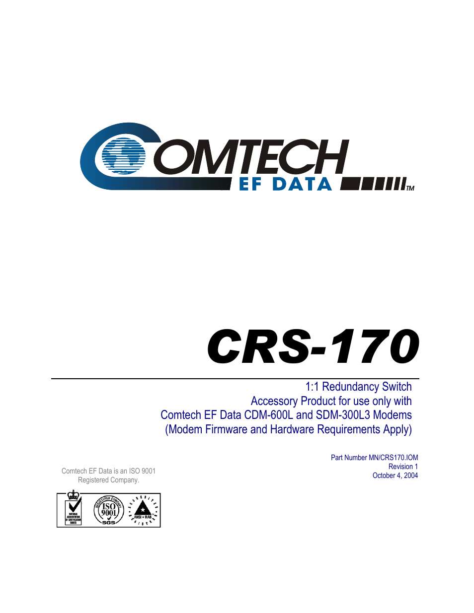 Crs-170 | Comtech EF Data CRS-170 User Manual | Page 3 / 34