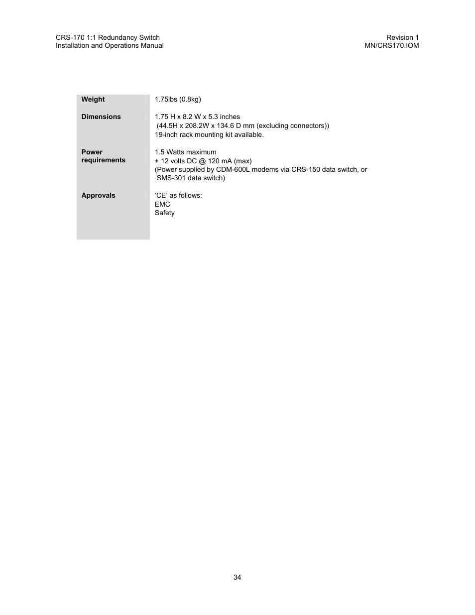 Comtech EF Data CRS-170 User Manual | Page 32 / 34