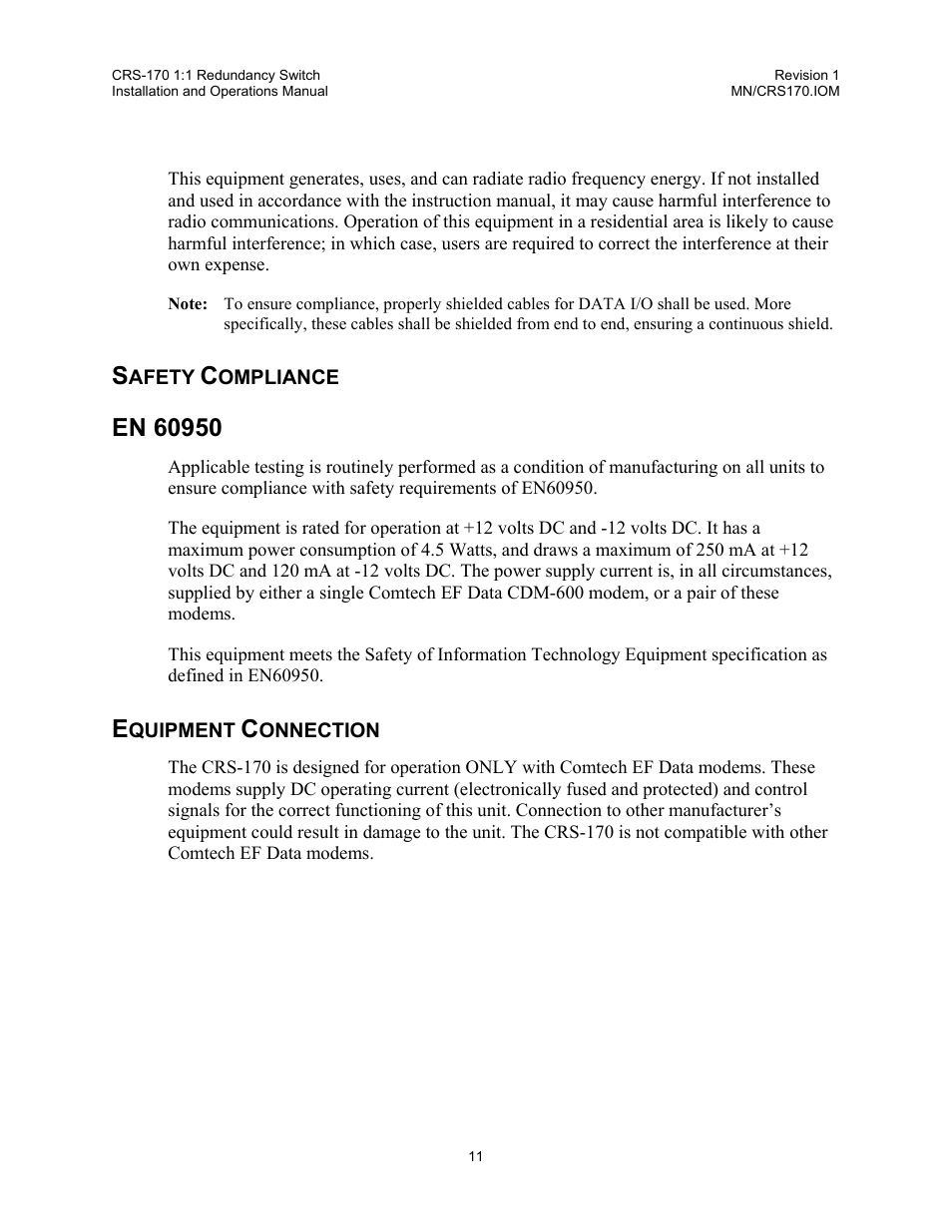 Comtech EF Data CRS-170 User Manual | Page 9 / 34