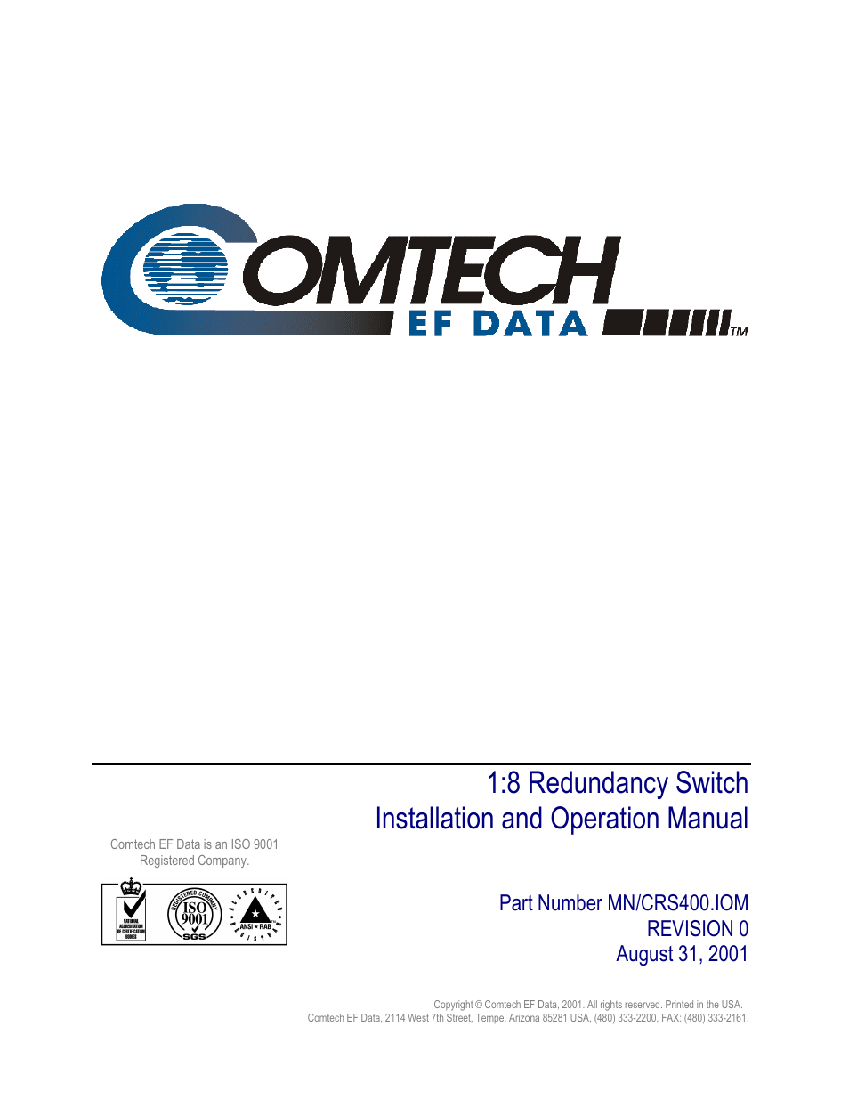 Crs-400 | Comtech EF Data CRS-400 User Manual | Page 5 / 96