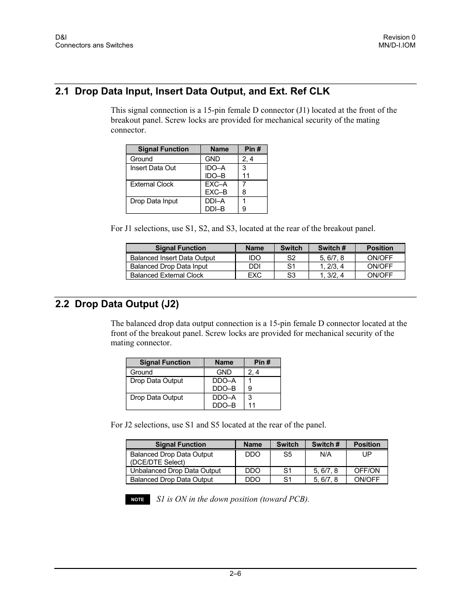 2 drop data output (j2) | Comtech EF Data D&I User Manual | Page 18 / 24