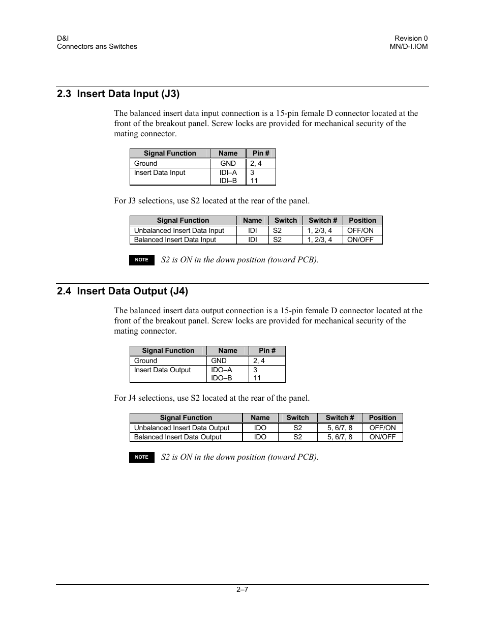 3 insert data input (j3), 4 insert data output (j4) | Comtech EF Data D&I User Manual | Page 19 / 24