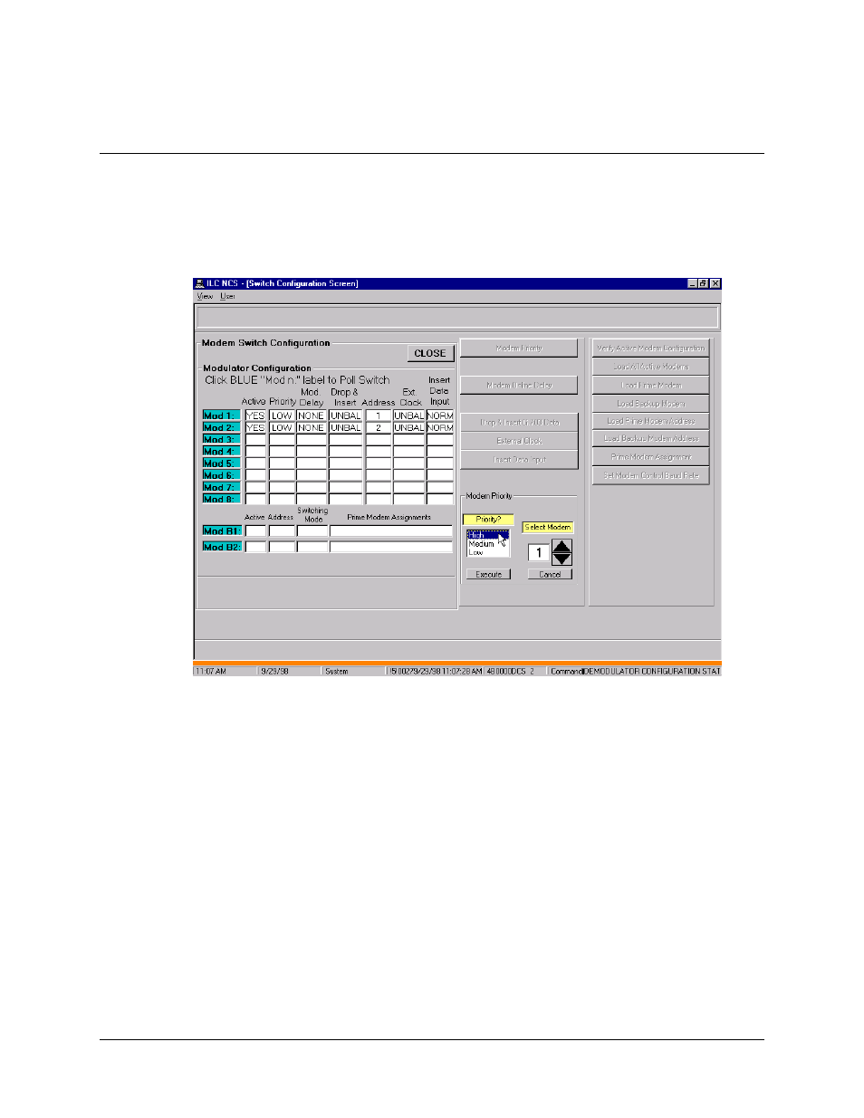 Modem priority | Comtech EF Data MiniMAC Operation ManualOperation Manual Operation Manual User Manual | Page 105 / 216