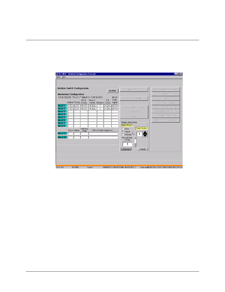 Modem online delay | Comtech EF Data MiniMAC Operation ManualOperation Manual Operation Manual User Manual | Page 106 / 216