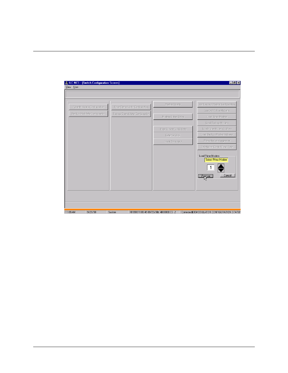 Load prime/backup modem | Comtech EF Data MiniMAC Operation ManualOperation Manual Operation Manual User Manual | Page 112 / 216