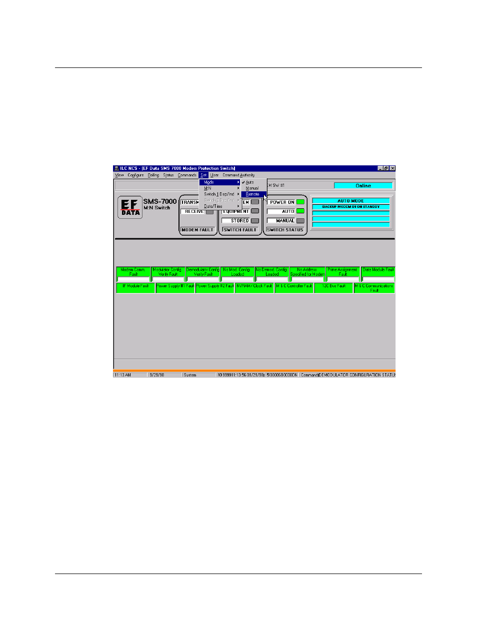 Set menus, Set mode remote | Comtech EF Data MiniMAC Operation ManualOperation Manual Operation Manual User Manual | Page 116 / 216