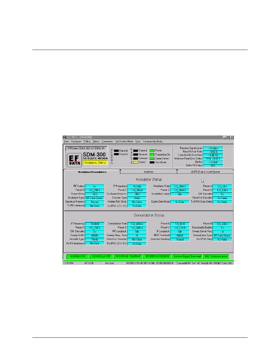 Modem tabs, Modulator/demodulator | Comtech EF Data MiniMAC Operation ManualOperation Manual Operation Manual User Manual | Page 124 / 216