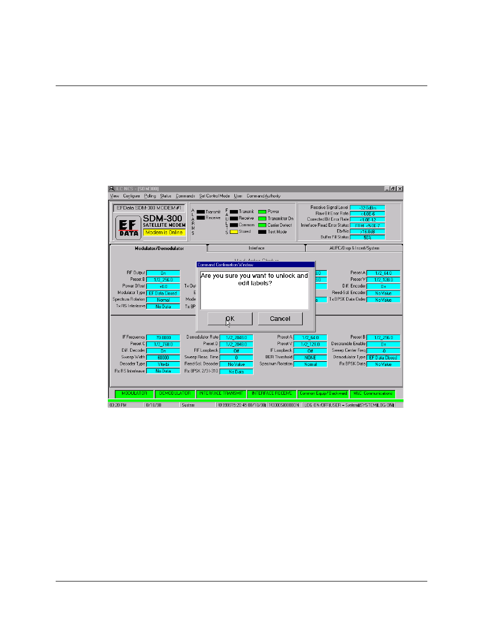 Unlocking and editing labels, 1 unlocking and editing labels | Comtech EF Data MiniMAC Operation ManualOperation Manual Operation Manual User Manual | Page 133 / 216