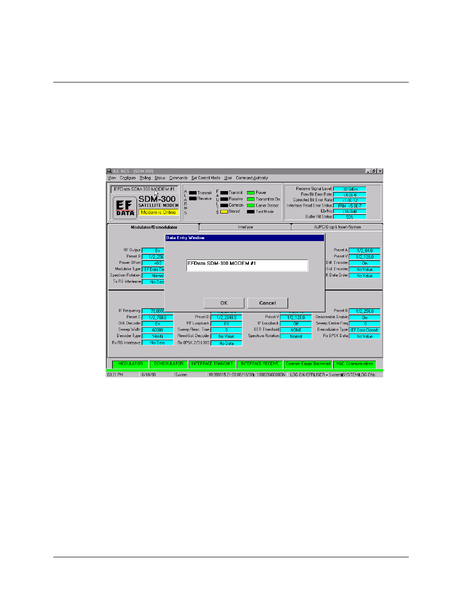 Editing labels data entry window, 2 editing labels data entry window | Comtech EF Data MiniMAC Operation ManualOperation Manual Operation Manual User Manual | Page 134 / 216