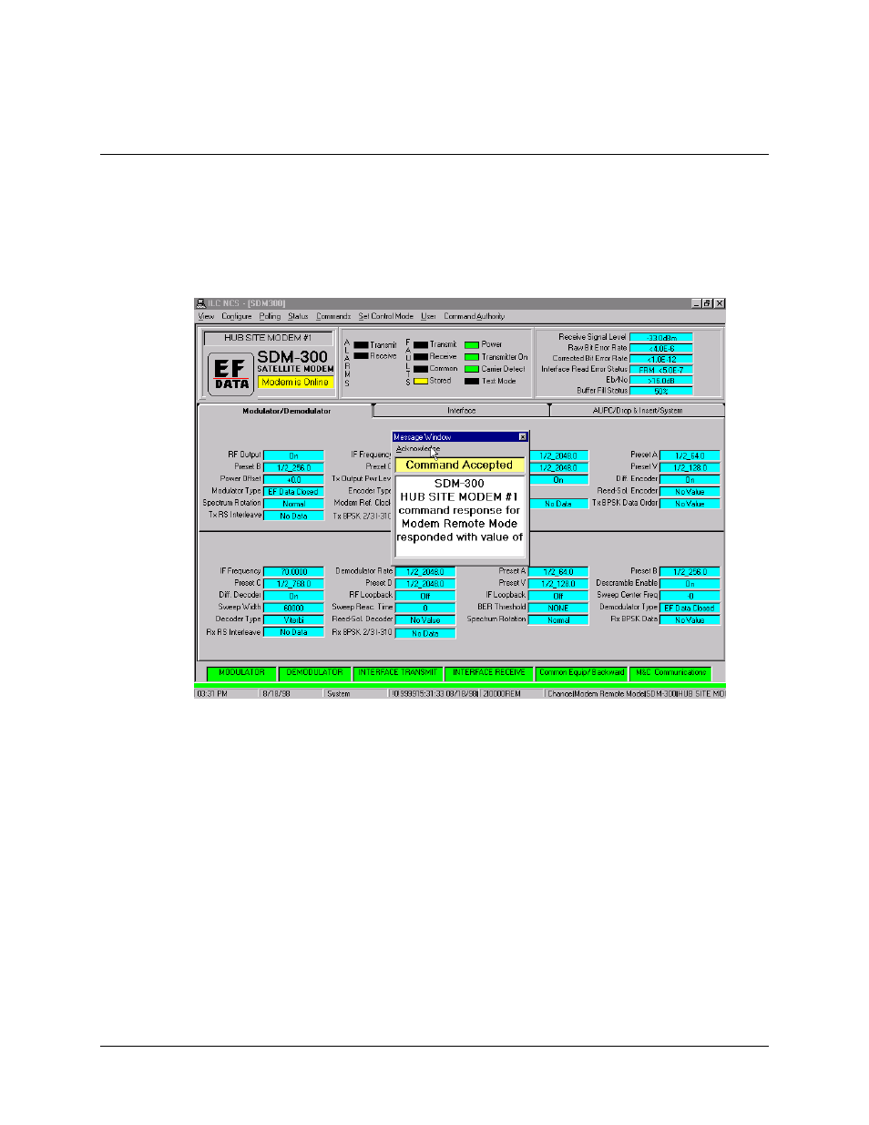 Acknowledging command accept | Comtech EF Data MiniMAC Operation ManualOperation Manual Operation Manual User Manual | Page 136 / 216