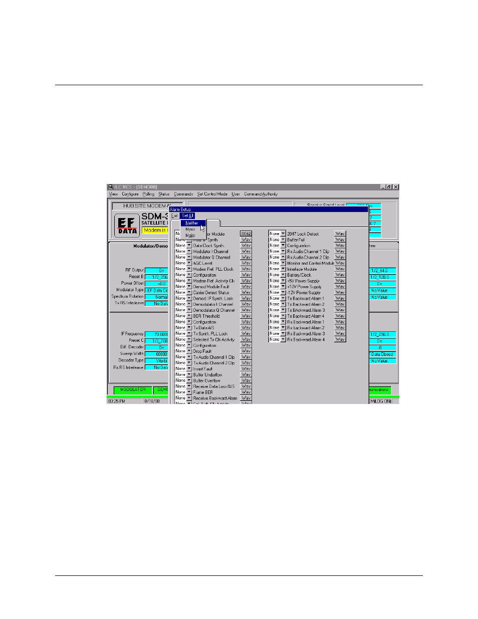 Setting minor, major, or neither alarms, 1 setting minor, major, or neither alarms | Comtech EF Data MiniMAC Operation ManualOperation Manual Operation Manual User Manual | Page 139 / 216