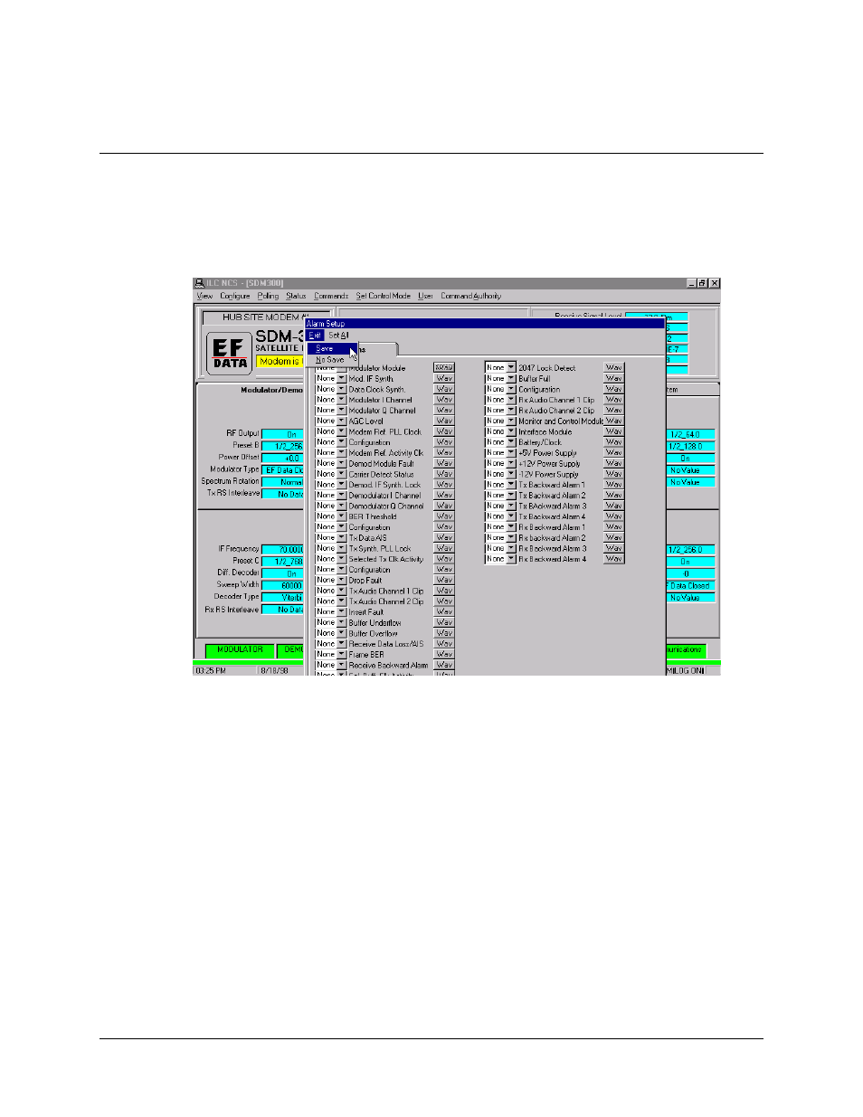 Saving alarm setup changes | Comtech EF Data MiniMAC Operation ManualOperation Manual Operation Manual User Manual | Page 140 / 216