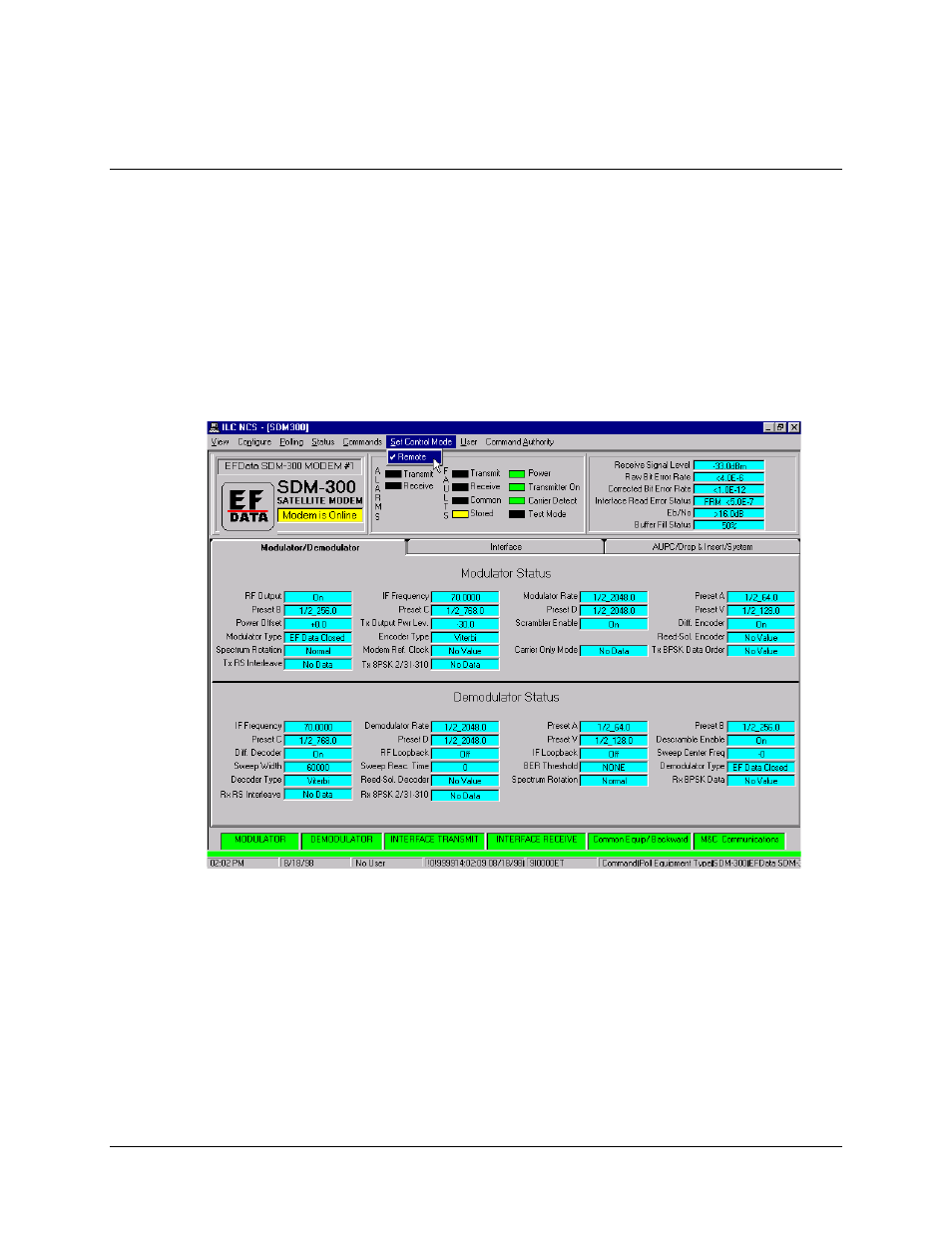 Control mode and authority menus, Set control mode | Comtech EF Data MiniMAC Operation ManualOperation Manual Operation Manual User Manual | Page 155 / 216