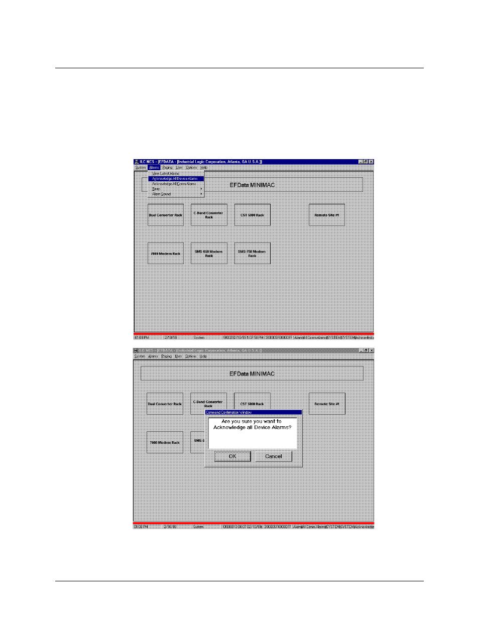 Acknowledging all device alarms, 2 acknowledging all device alarms | Comtech EF Data MiniMAC Operation ManualOperation Manual Operation Manual User Manual | Page 186 / 216