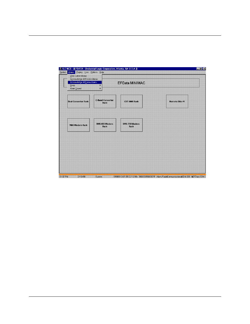 Acknowledging all comm alarms, 3 acknowledging all comm alarms | Comtech EF Data MiniMAC Operation ManualOperation Manual Operation Manual User Manual | Page 187 / 216