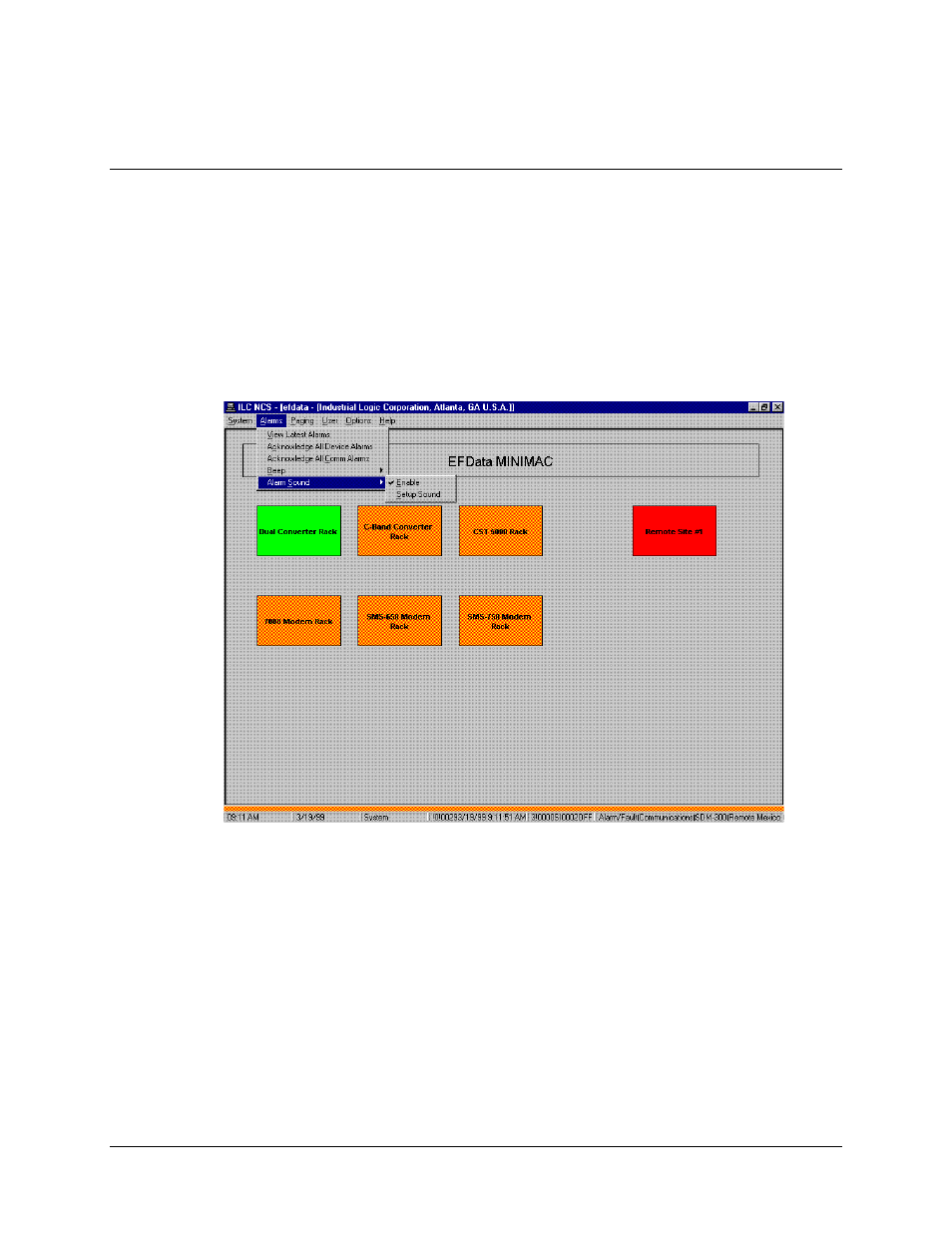 Configuring alarms, Alarm sound setup – enable | Comtech EF Data MiniMAC Operation ManualOperation Manual Operation Manual User Manual | Page 29 / 216