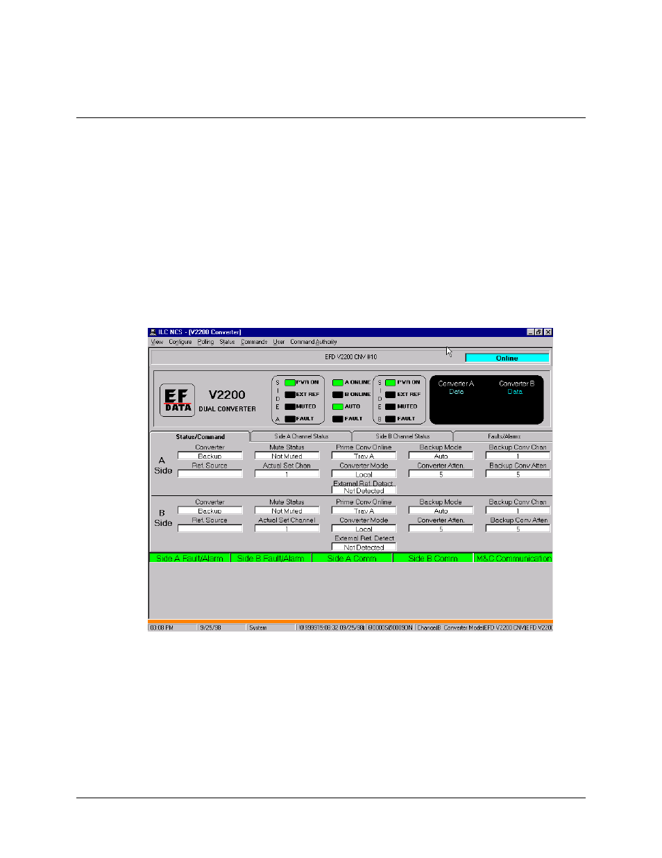 Status/command tab | Comtech EF Data MiniMAC Operation ManualOperation Manual Operation Manual User Manual | Page 74 / 216