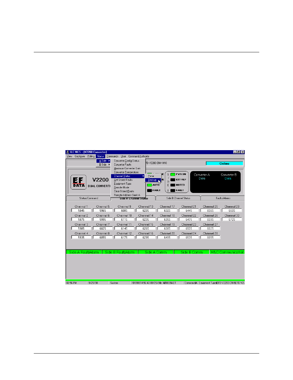 Status, Status – channel status | Comtech EF Data MiniMAC Operation ManualOperation Manual Operation Manual User Manual | Page 78 / 216