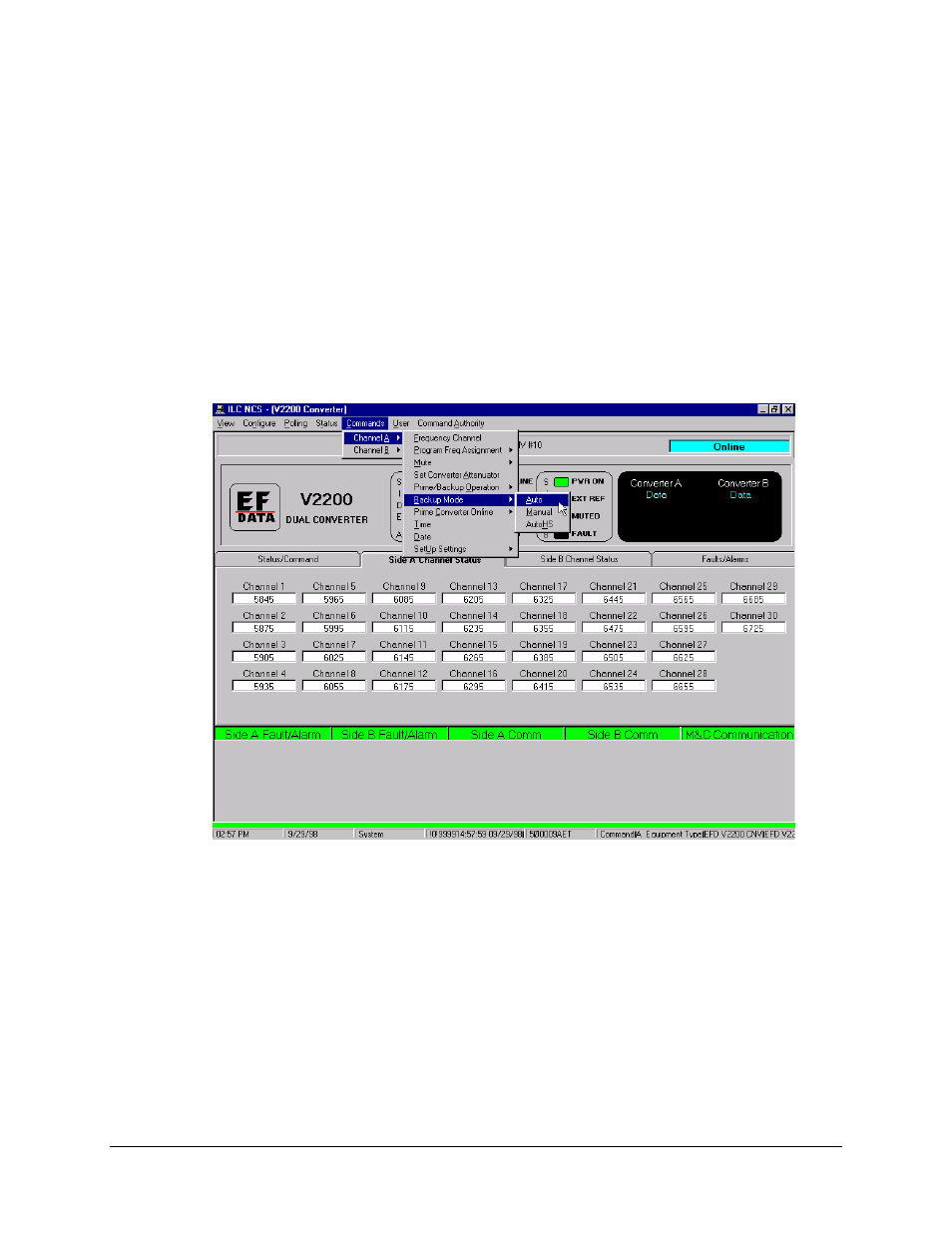 Commands – backup mode, 1 commands – backup mode | Comtech EF Data MiniMAC Operation ManualOperation Manual Operation Manual User Manual | Page 82 / 216