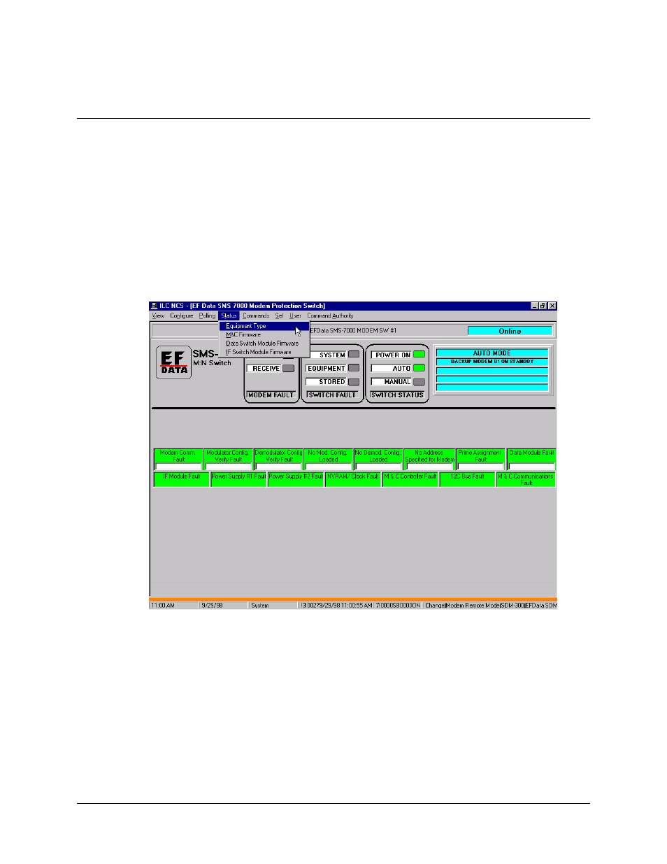 Status ˚ menu | Comtech EF Data MiniMAC Operation ManualOperation Manual Operation Manual User Manual | Page 91 / 216