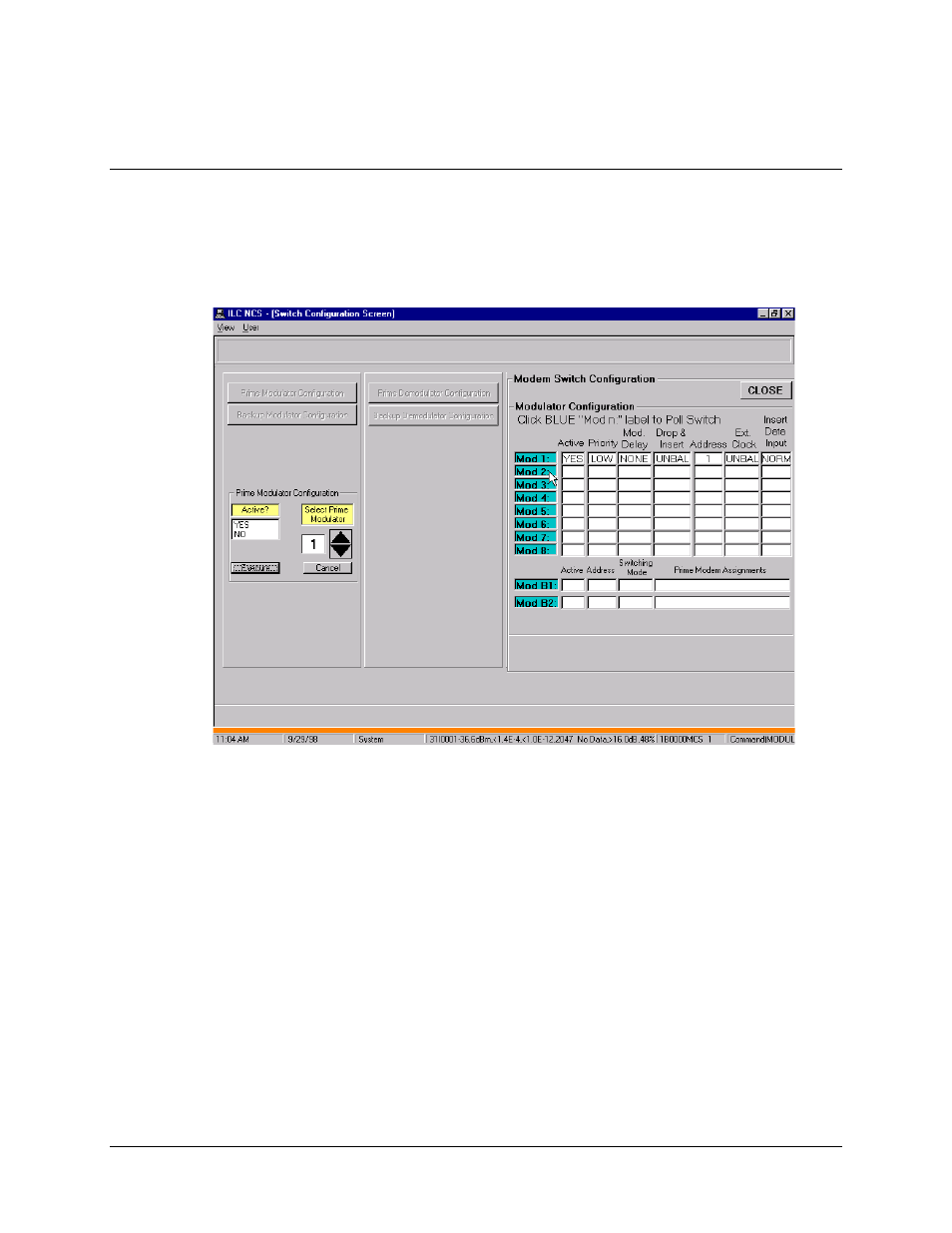 Prime modulator configuration, 2 prime modulator configuration | Comtech EF Data MiniMAC Operation ManualOperation Manual Operation Manual User Manual | Page 98 / 216