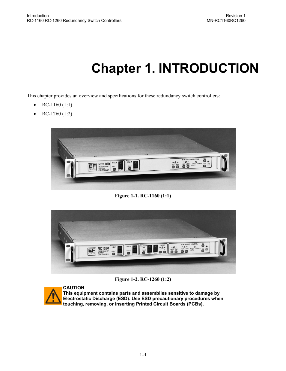 Chapter 1. introduction | Comtech EF Data RC-1160 User Manual | Page 17 / 68