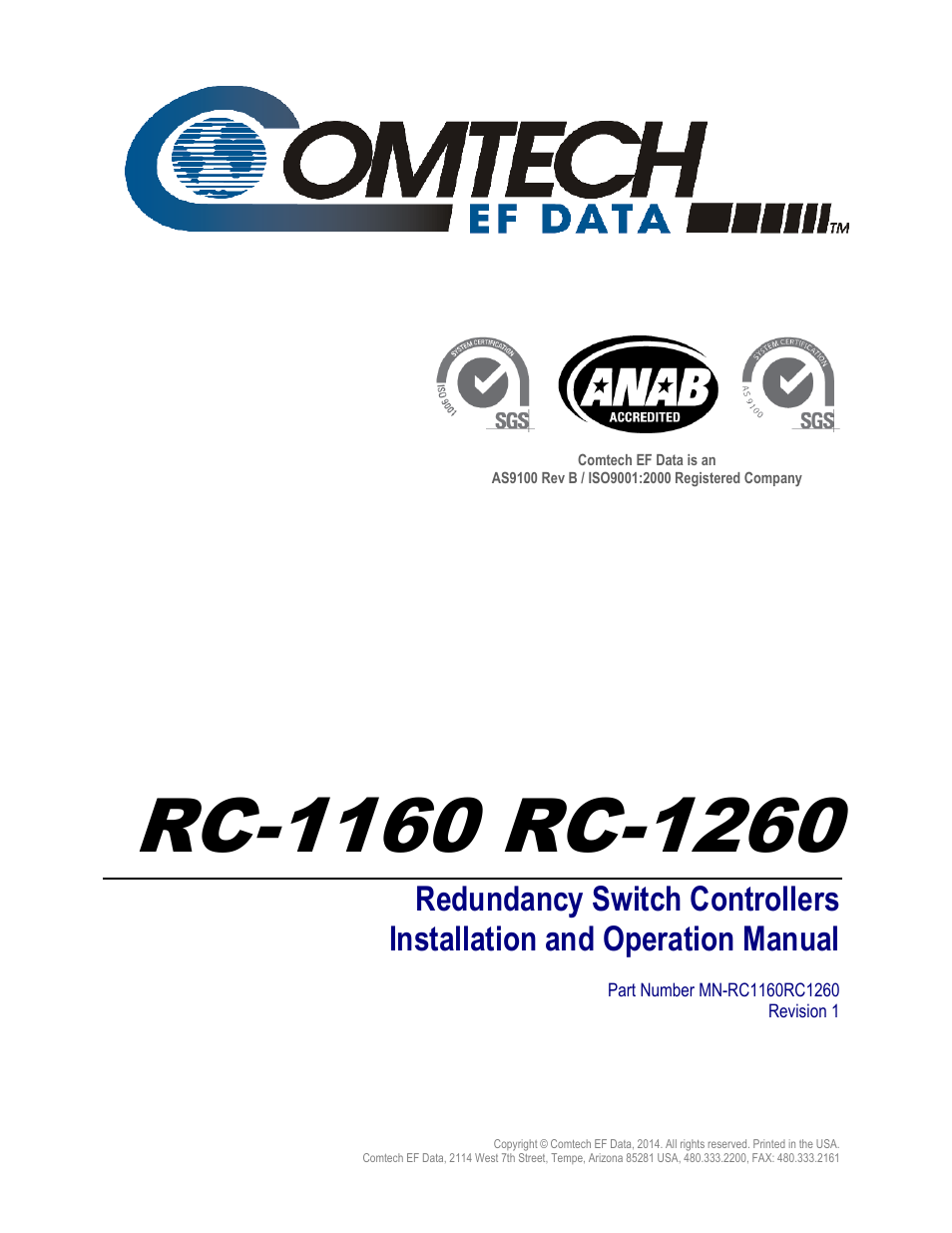 Comtech EF Data RC-1160 User Manual | Page 3 / 68