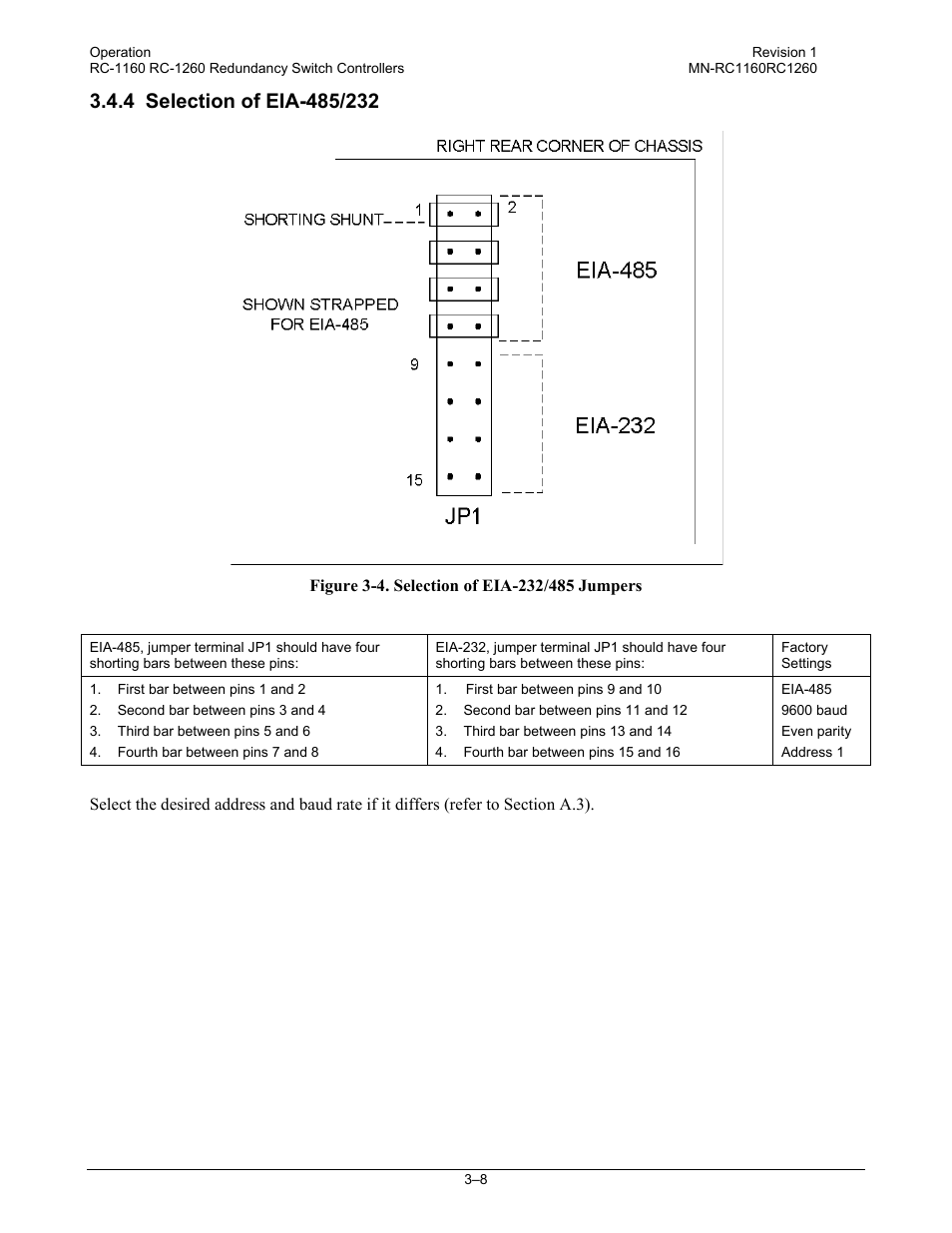 4 selection of eia-485/232 | Comtech EF Data RC-1160 User Manual | Page 38 / 68