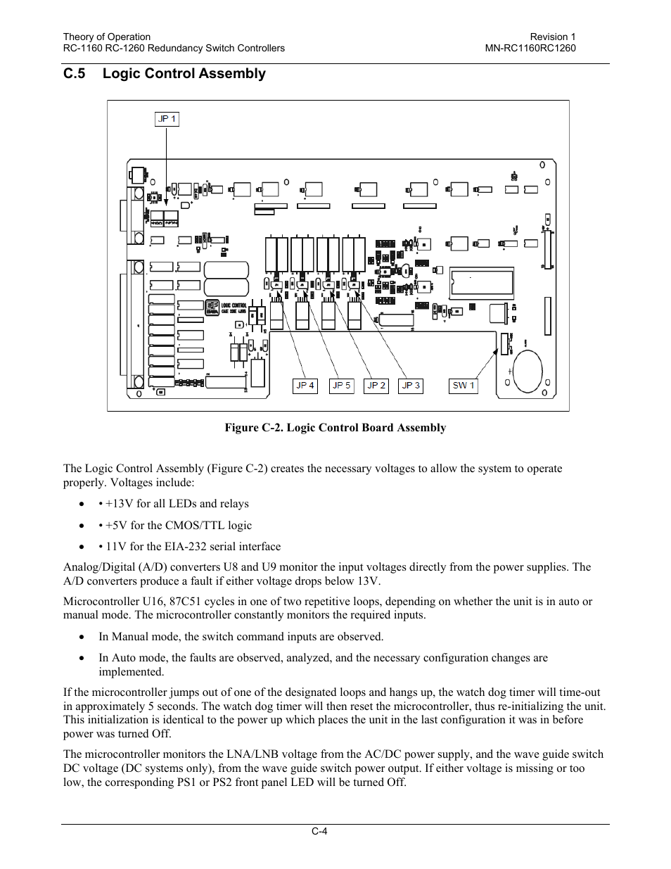 C.5 logic control assembly | Comtech EF Data RC-1160 User Manual | Page 64 / 68
