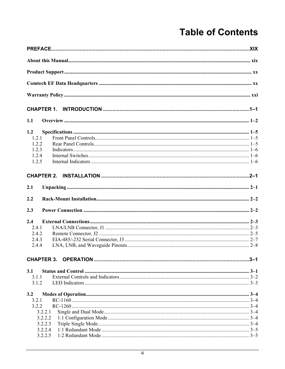 Comtech EF Data RC-1160 User Manual | Page 9 / 68